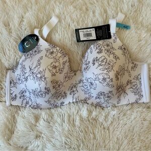 Bali Women’s White Printed Floral Smoothing Bra Size: 42C NWT